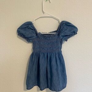 GAP Girls Blue Denim Puff-Sleeve Casual Dress